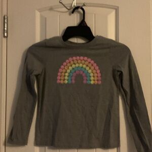 Cat & Jack Gray Long Sleeve Shirt with Colorful Rainbow